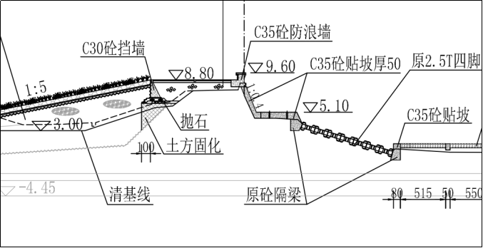 台州市循环经济产业集聚区海塘提升工程设计图（局部，固化土部分）